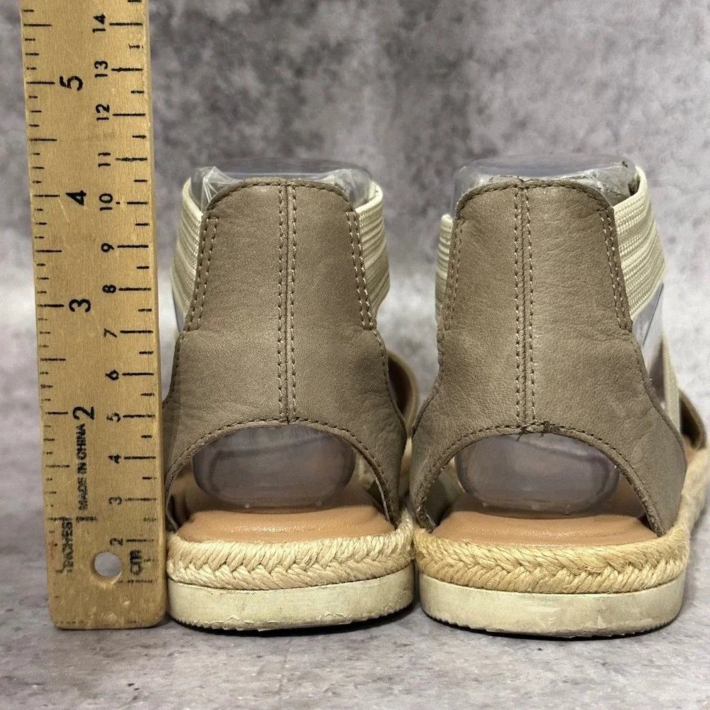 Sorel Ella II Sandal Womens 8 Khaki II Crisscross Elastic Strap Suede Espadrille